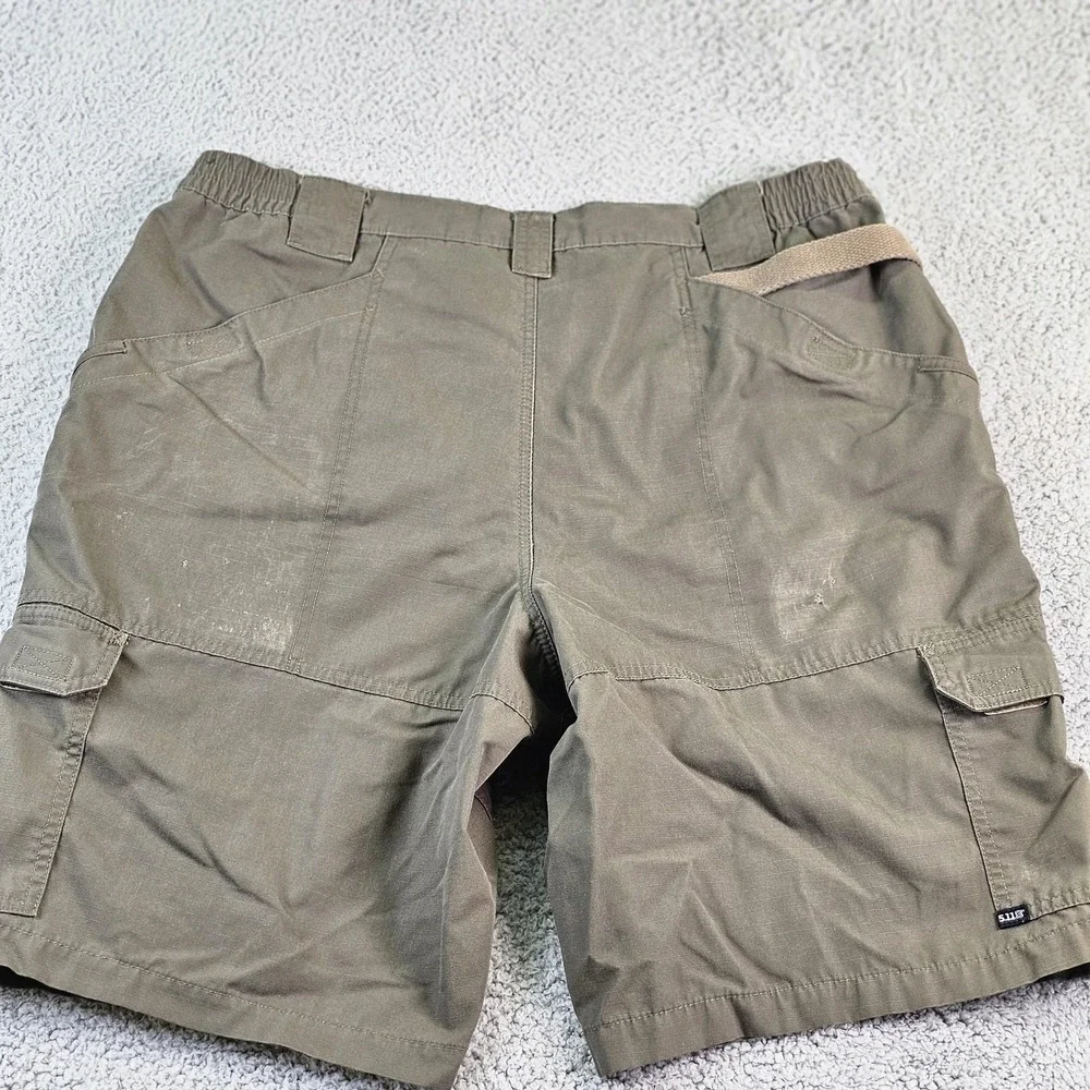 5.11 Tactical Cargo Shorts Mens 40 Green Ripstop Elastic Waist 10 Inseam Utility
